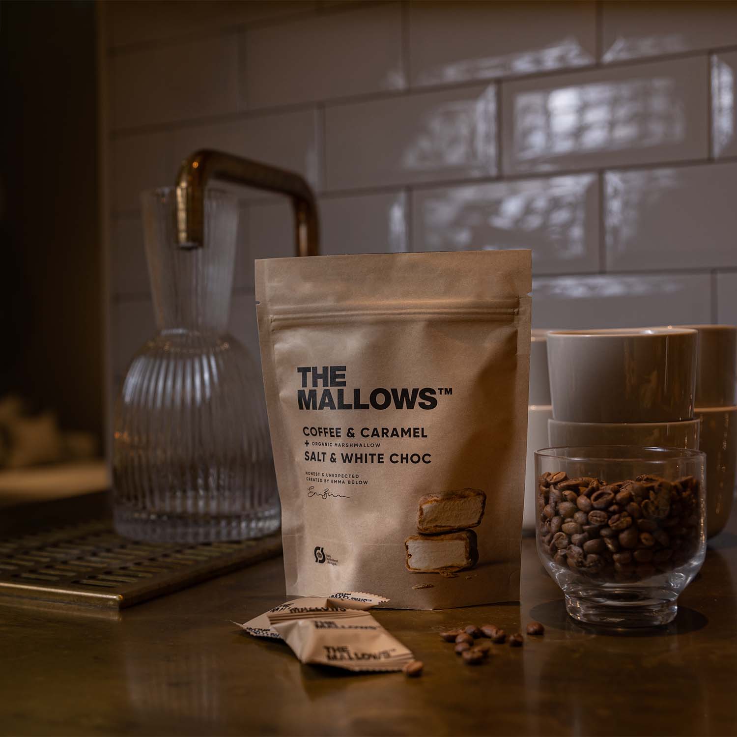 The Mallows – Marshmallow por atacado – CAFÉ & CARAMELO + SAL & CHOCOLATE BRANCO FLOWPACK 4,5G2