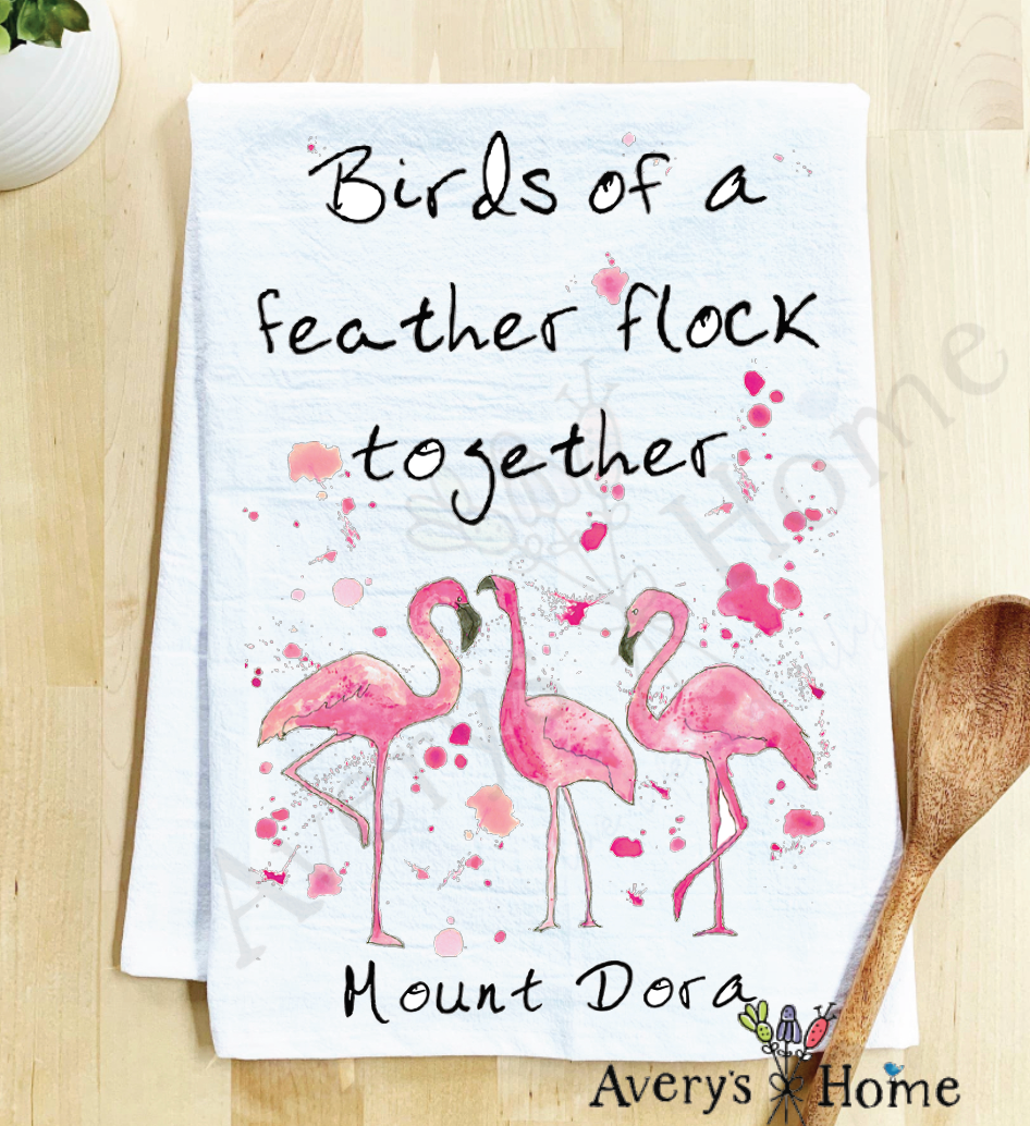 Avery's Home - Wholesale Tea Towel - Birds of a Feather Flamingo Customizable Tea Towel11