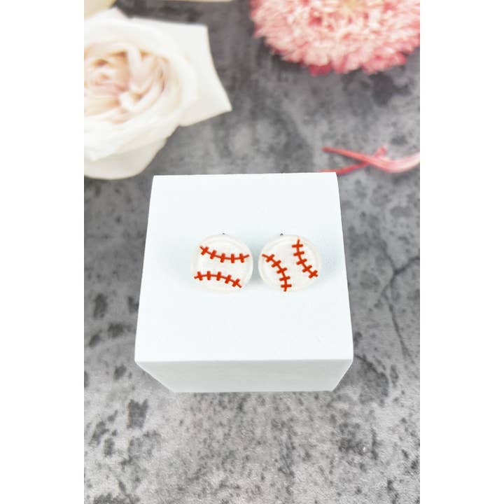 JHP Collection - Wholesale Stud/Post Earrings - VARIETY OF SPORTS BALL EPOXY MINI STUD EARRINGS0