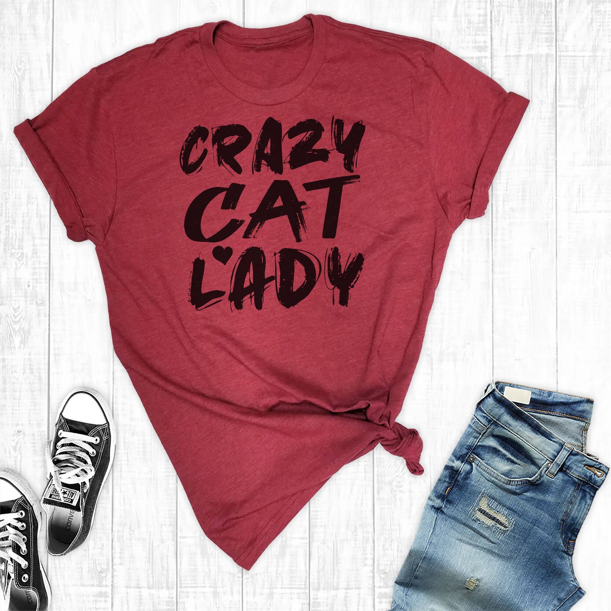 Rebel Rose - Wholesale Screen Printed T-Shirt - Women's - Crazy Cat Lady Cardinal