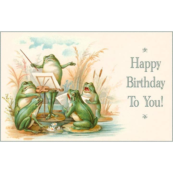 Found Image Press – wholesale Stationery/notecard set – Greeting Card HB-135 Happy Birthday, Frog Chorus