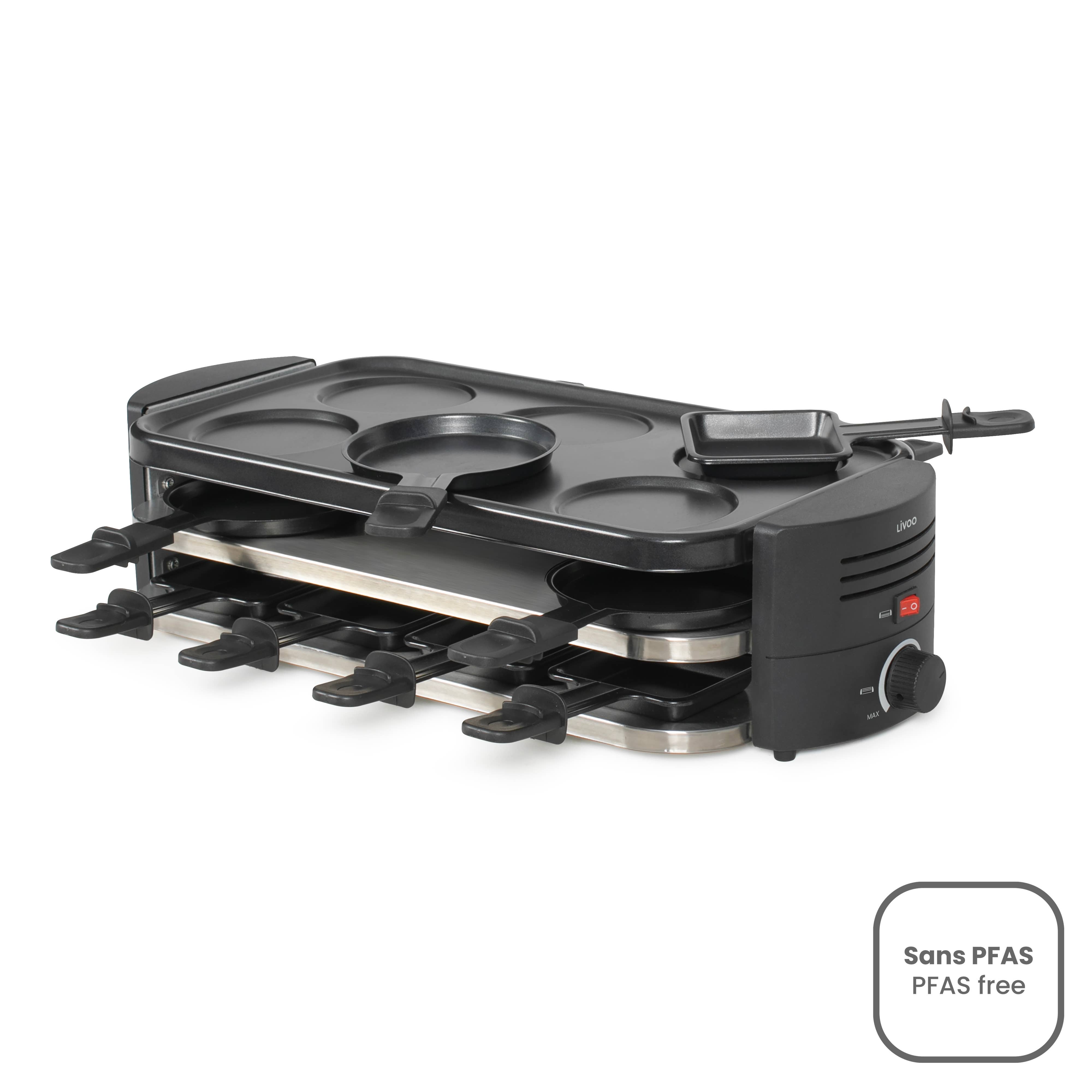 Livoo - Wholesale Kitchen Appliance - DOC337 - Raclette, pizza, and crepe maker for 8 people0