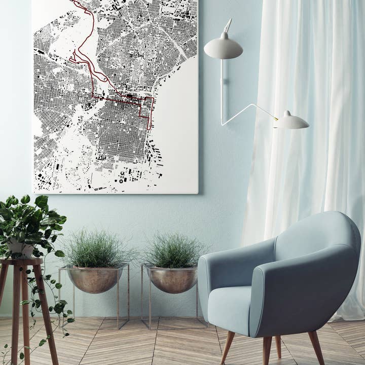 Philadelphia Marathon: Detailed Building Map, Premium Print for wholesale by Nativah Chaya