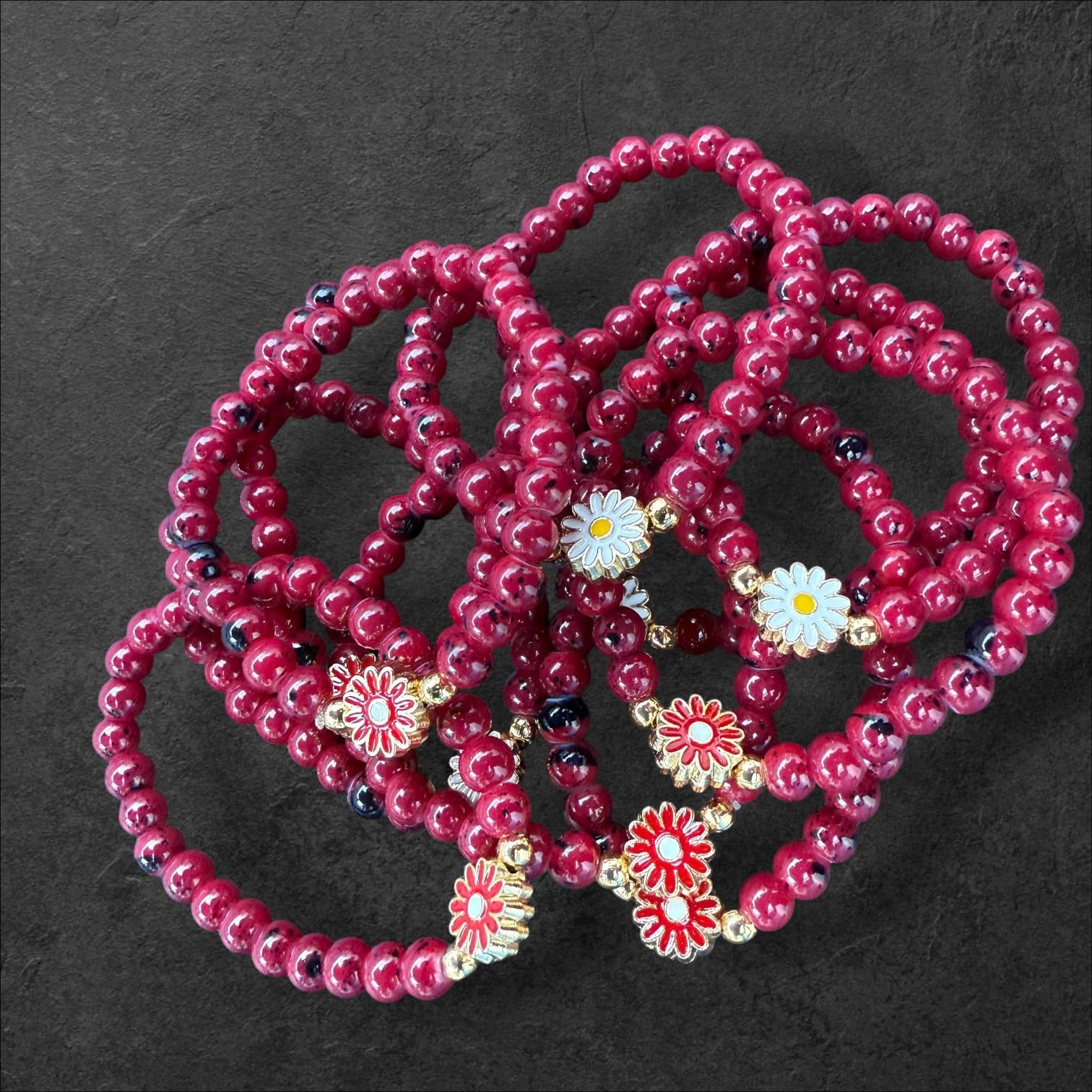 Loli - Wholesale Beaded Bracelet - Kids - Kids Beaded Flower Charm Bracelet – Assorted Colors3