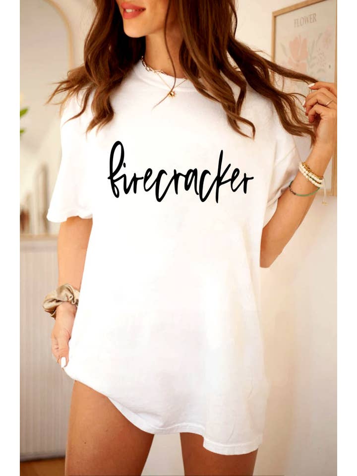 Top Avenue - Wholesale Screen Printed T-Shirt - Women's - Firecracker, 4th of July, Unisex Round Neck T-Shirt