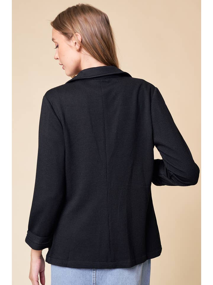 Doe and Rae - Wholesale Blazer - Women's - Shirred Sleeve Textured Blazer - 10150J