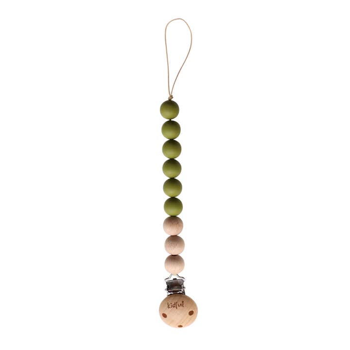 Kidful Bead Pacifier Clip Olive for wholesale by Mamakido Dis Tic AS