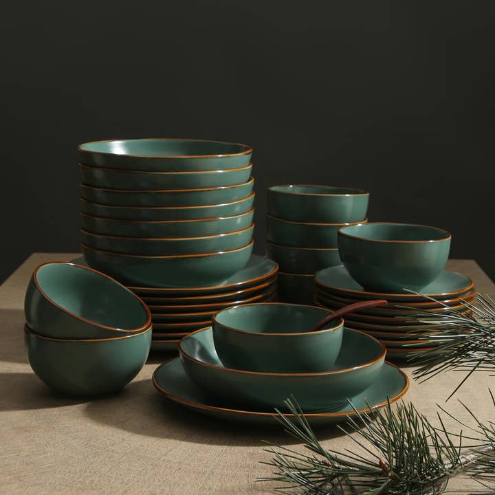 Stone Lain - Wholesale Dinnerware Set - Brasa Stoneware Dinnerware Set - Green7