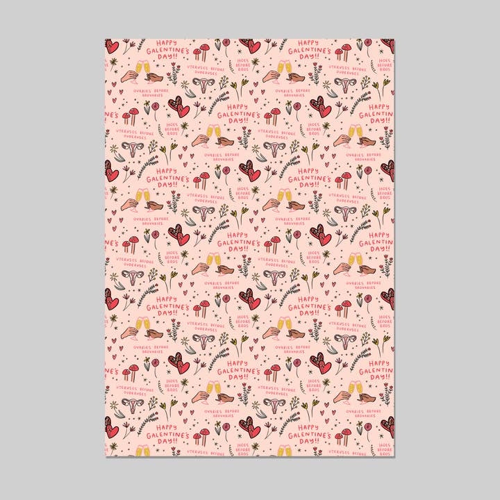 Papel de embrulho Galentine - folhas planas por atacado de Abbie Ren Illustration