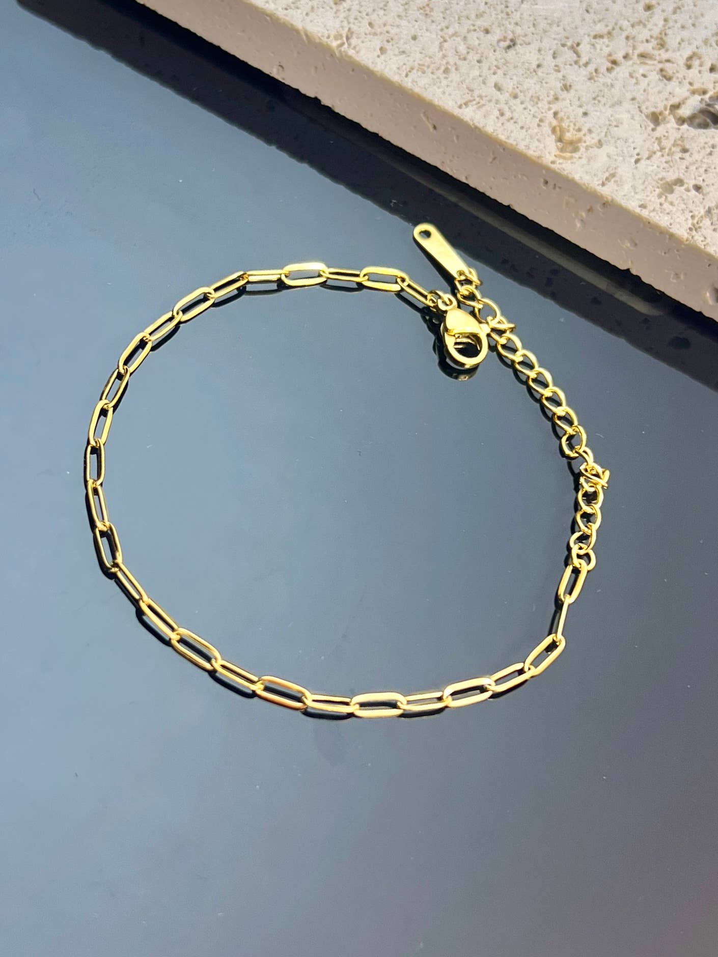 COSMOS - Wholesale Charm/Dangle Bracelet - Simple Rectangular Link Charm Holder Bracelet in Steel1