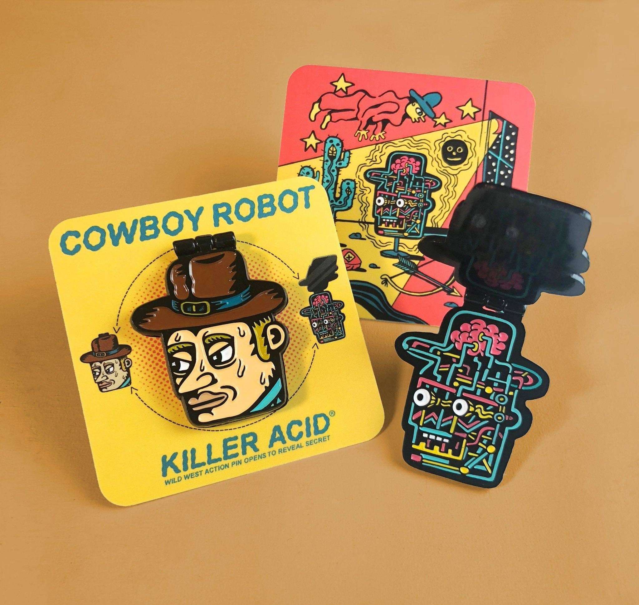 Killer Acid - Wholesale Lapel Pin/Button - Cowboy Robot Enamel Pin