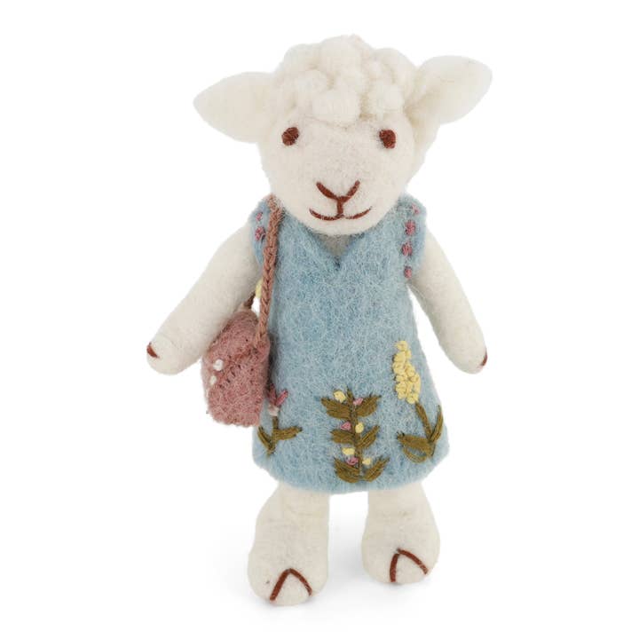 White Sheep w/Light Blue Dress & Purse for wholesale by Gry and Sif