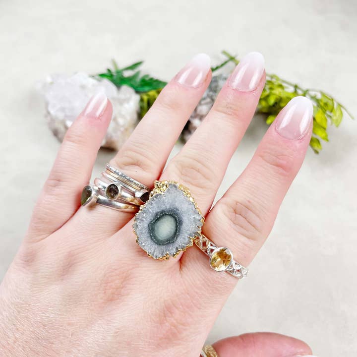 Ewelina Pas Jewelry - Wholesale Cocktail/Statement Ring - Gold Amethyst Stalactite Statement Ring2