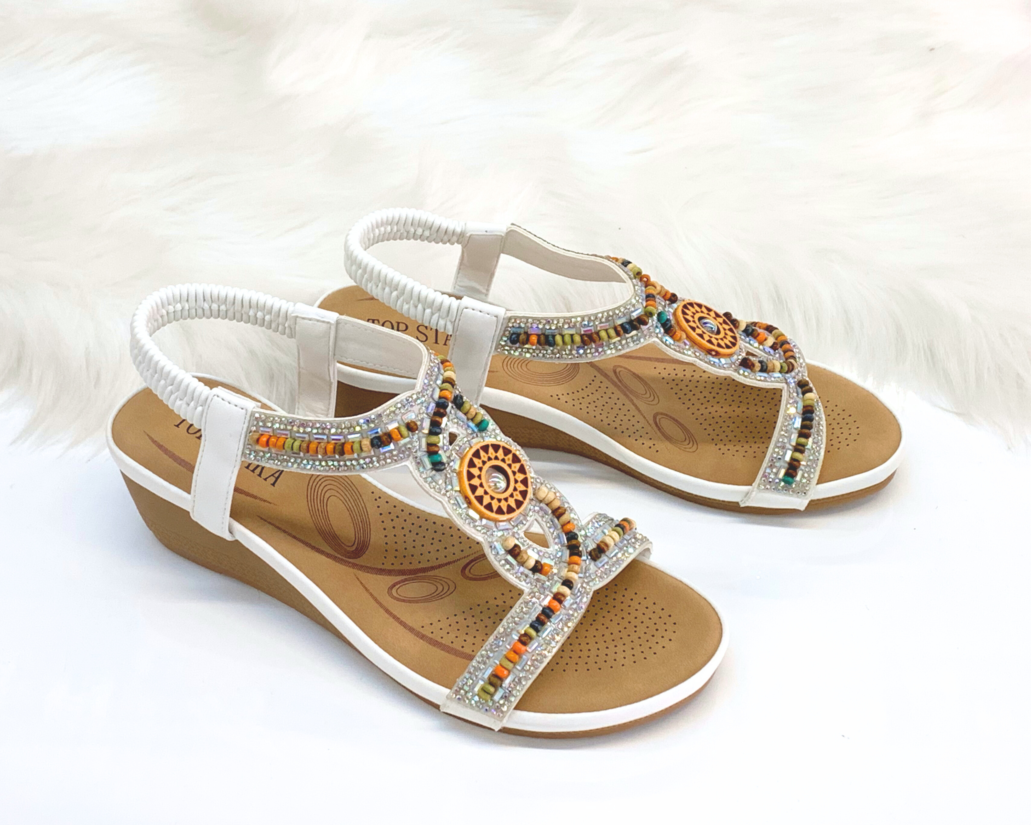 Top Staka – Großhandel Sandalen – Damen – Top Staka Damen Sandalen mit Perlen, elastisch, Slingback, flach18