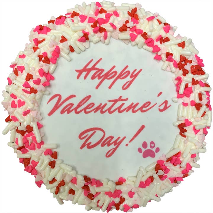 Donut Shop, Happy Valentine's Day Cake Cake Dog Treat for wholesale by K9 Granola Factory