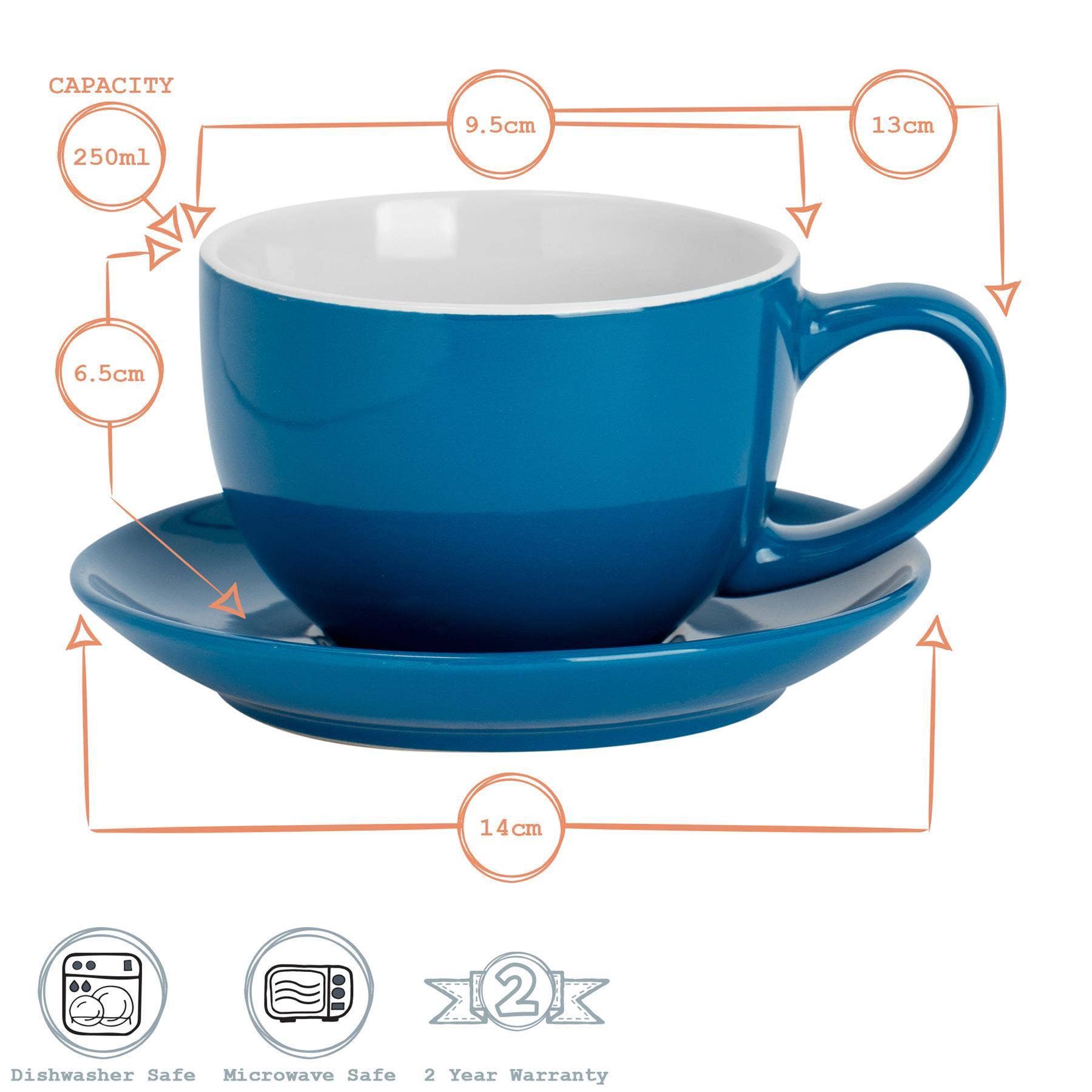 Rinkit Ltd – wholesale Coffee/tea cup – Argon Tableware Coloured Cappuccino Cup - Blue - 250ml2