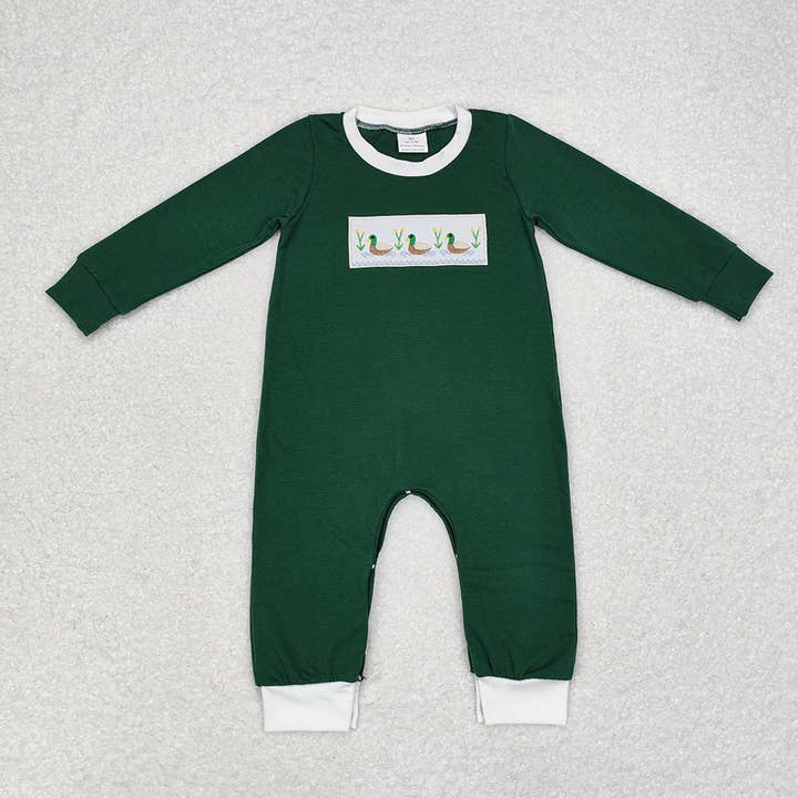 Aier Wholesale - Wholesale Jumpsuit – Baby - Sibling Baby Infant Boys Embroidery Hunting Long Sleeve Rompers7