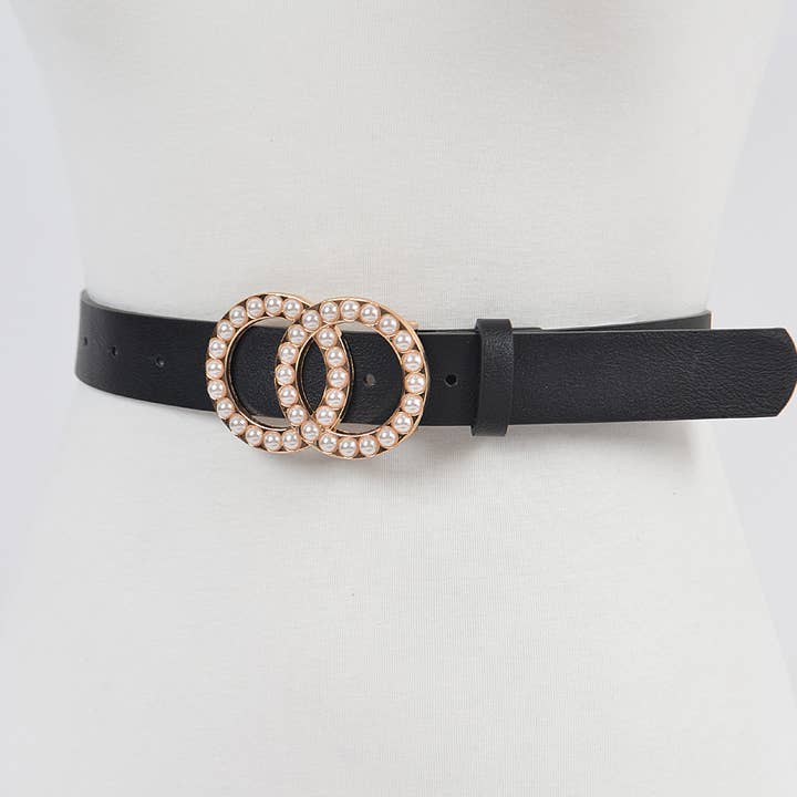 3AM BY H&D ACCESSORIES - Wholesale Belt - Women's - Double Loop Pearl Buckle Belt