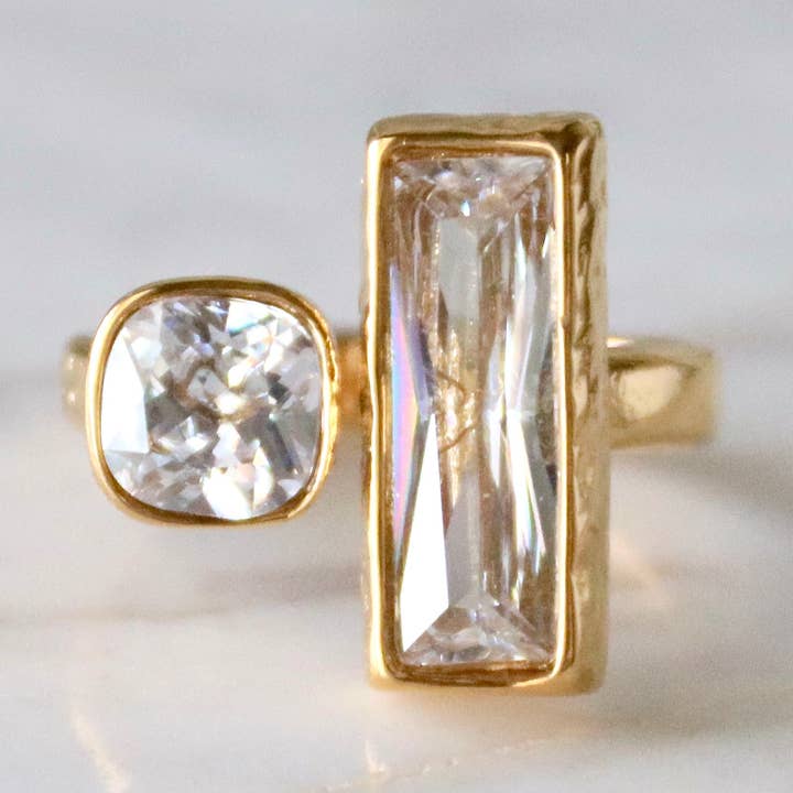 Anillo geométrico CZ - impermeable para venta al por mayor de Mesa Blue