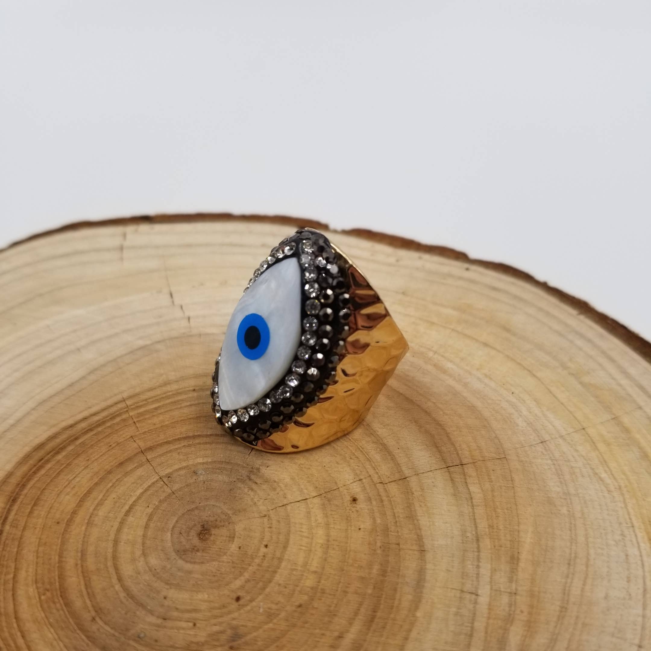 CHAKRA JEWELRY - Vendita all'ingrosso Anelli cocktail/statement - Anello fatto a mano con ametista naturale e malocchio6