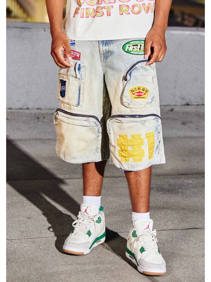 Light Stone Tint PATCHES MULTI CARGO JORTS for wholesale on Faire2