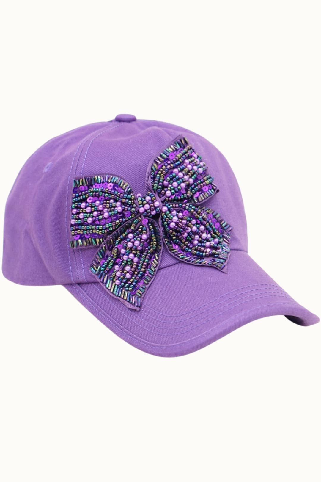 Olive & Pique – Engroshandel Kasket med hul til hestehale - Dame – Bejeweled Bow Pearl Bling Glitz Hestehale Kasket, Justerbar10