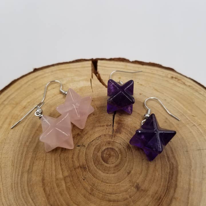 CHAKRA JEWELRY - Wholesale Dangle Earrings - Natural Crystal Merkaba Earrings2