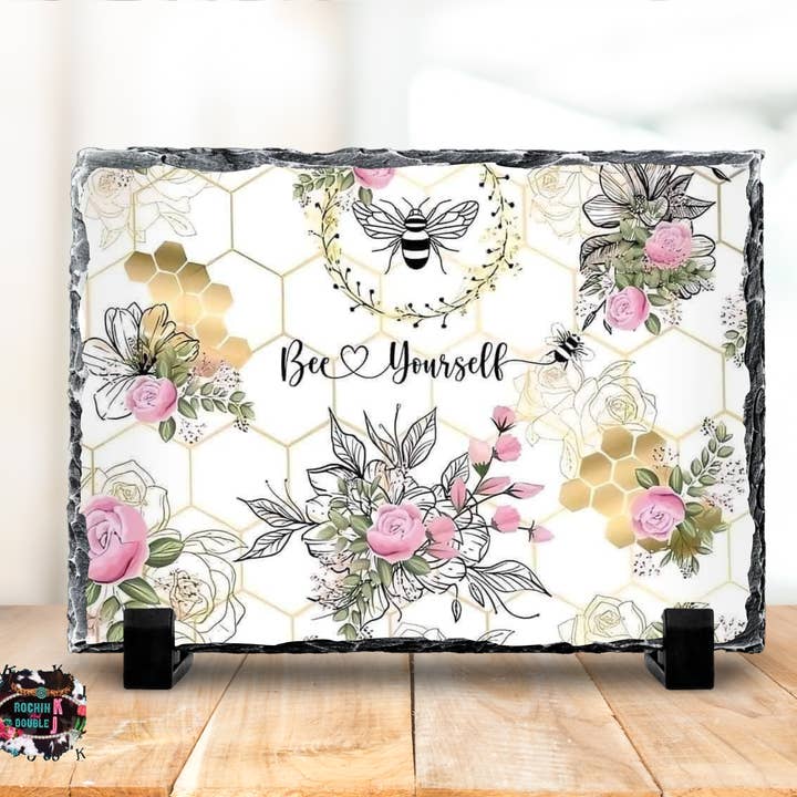 Bee Yourself Rock Photo Slate for wholesale by Rockin K and Double J