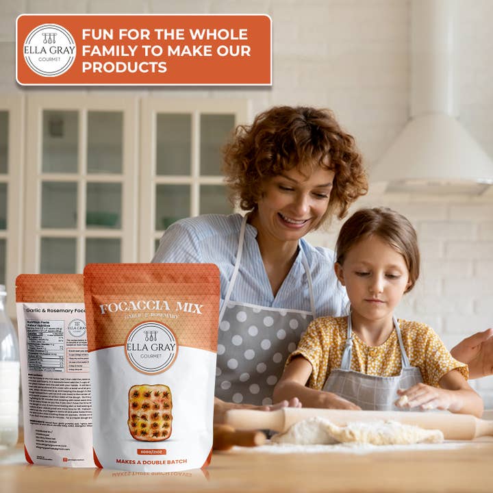 Ella Gray Gourmet - Vente Mélange pour pain - Mélange de focaccia à l'ail et au romarin10