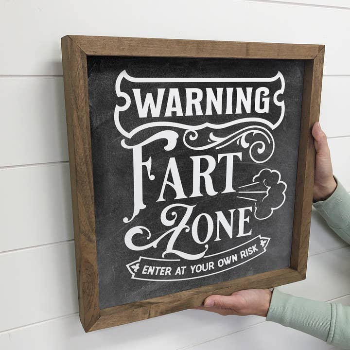 Hangout Home - Wholesale Bathroom Sign - Warning Fart Zone - Funny Word Art Sign - Bathroom Wall Art