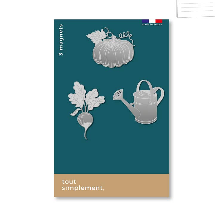 Card of 3 Metal Magnets - Garden for wholesale by tout simplement