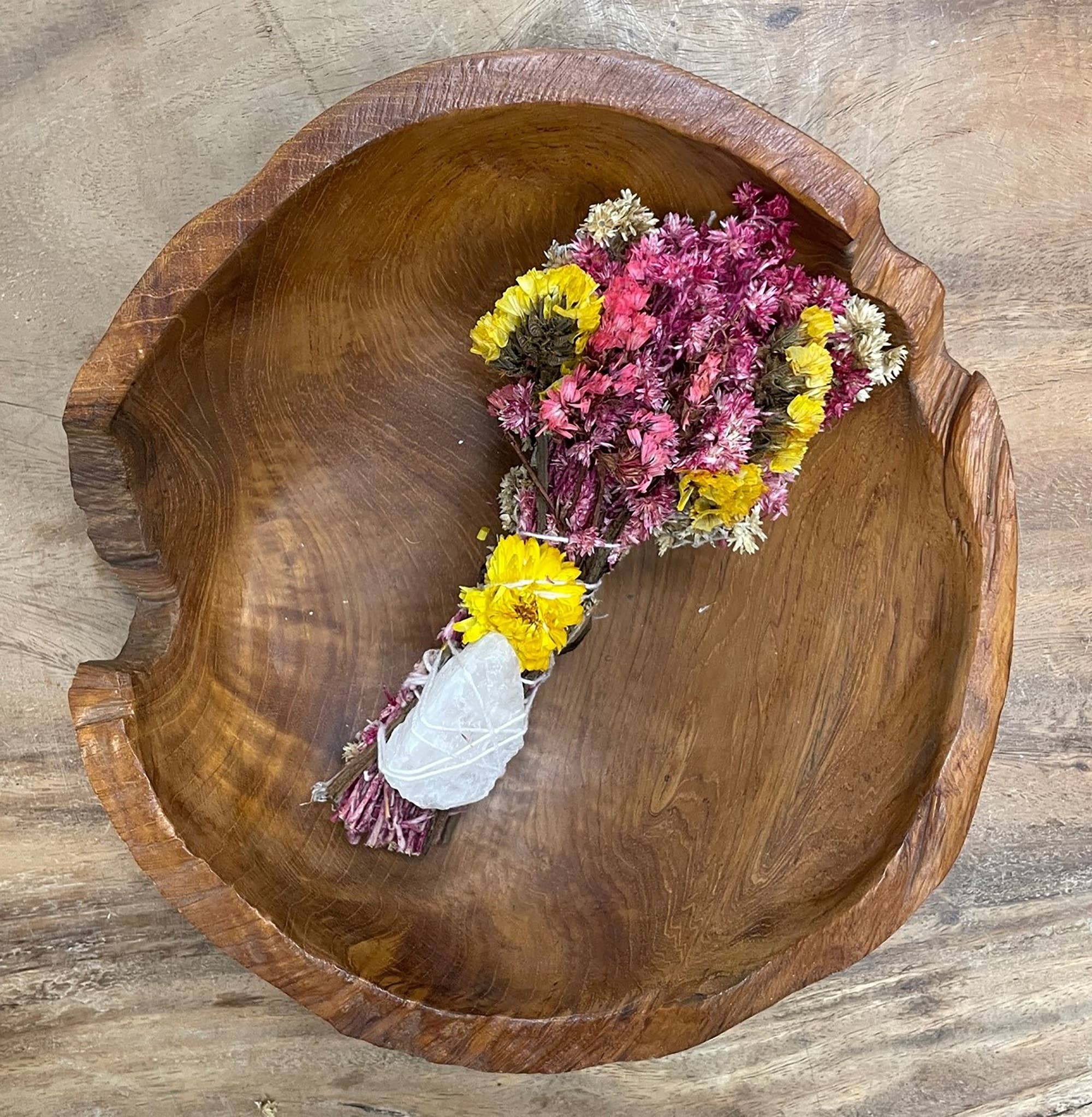 Andaluca - Wholesale Smudge Stick - 6" Pink Sunrise Smudge Wand with Quartz Crystal2