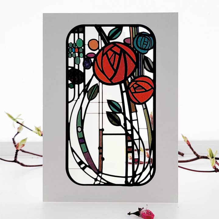 Forever Cards Ltd - Wholesale Everyday Greeting Card - Rose Blank Rennie Mackintosh Style Everyday Greeting Card
