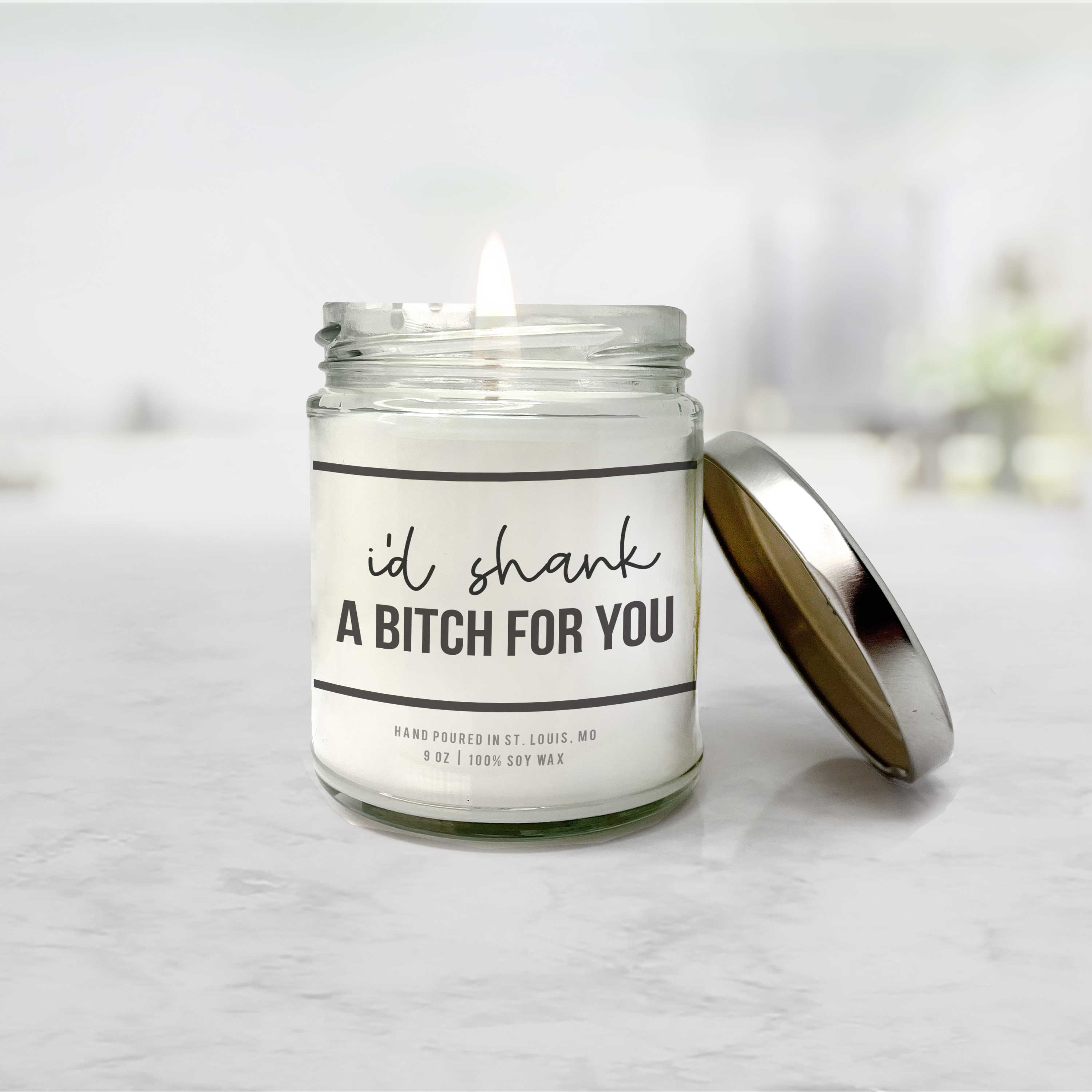 ZA Handmade Wholesale - Vente Bougies de voyage - Cadeau de bougie BFF | cadeaux de bougie pour les meilleurs amis de la famille I'd shank a Bitch for You Snarky Friend Gift Candle | Bougie drôle de cire de soja0
