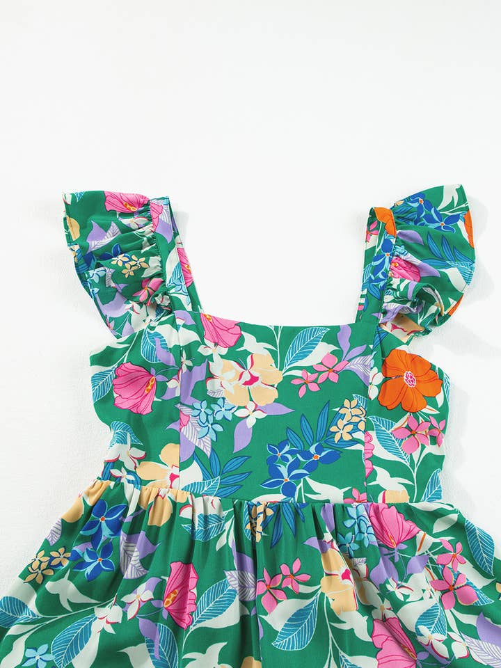 Green Floral Ruffle Tiered Maxi Dress for wholesale on Faire