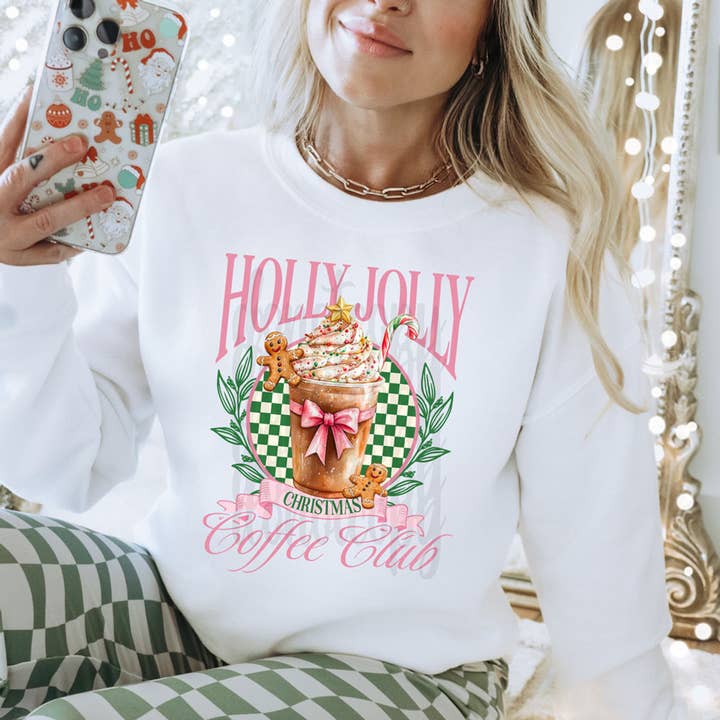 Trendy Transfers - Wholesale Sublimation Transfer - Holly Jolly Christmas Coffee Club DTF Heat Transfer
