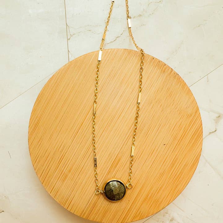 Pyrite Disc Necklace for wholesale by Santore Jewelry Company
