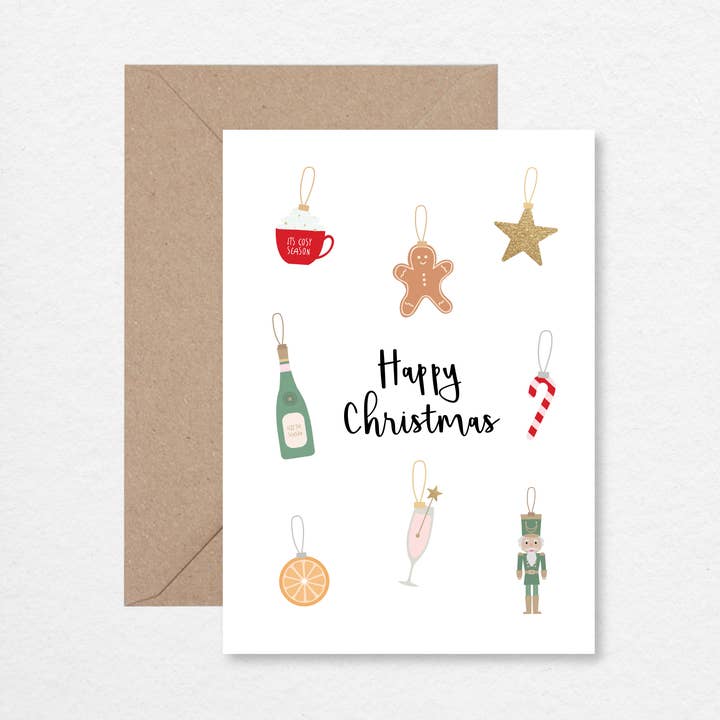 Feliz Bolas de Natal Cartão de Natal A6 por atacado de EK DESIGN