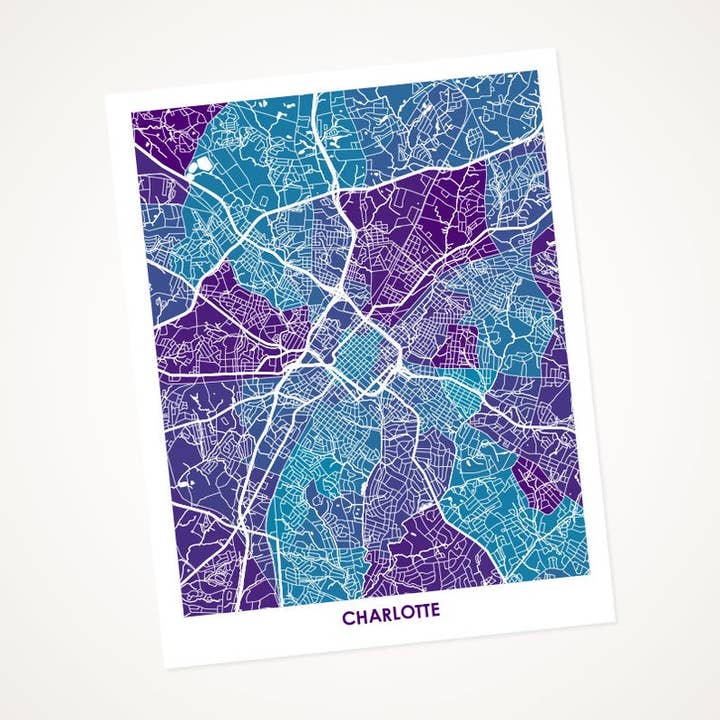 Juanitas Charlotte Map Print for wholesale by Juanita's Adventures