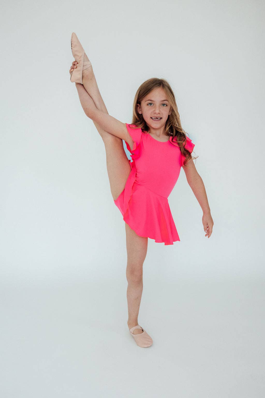 Mila & Rose - Wholesale Leotard - Kids - Neon Pink S/S Twirl Leotard2