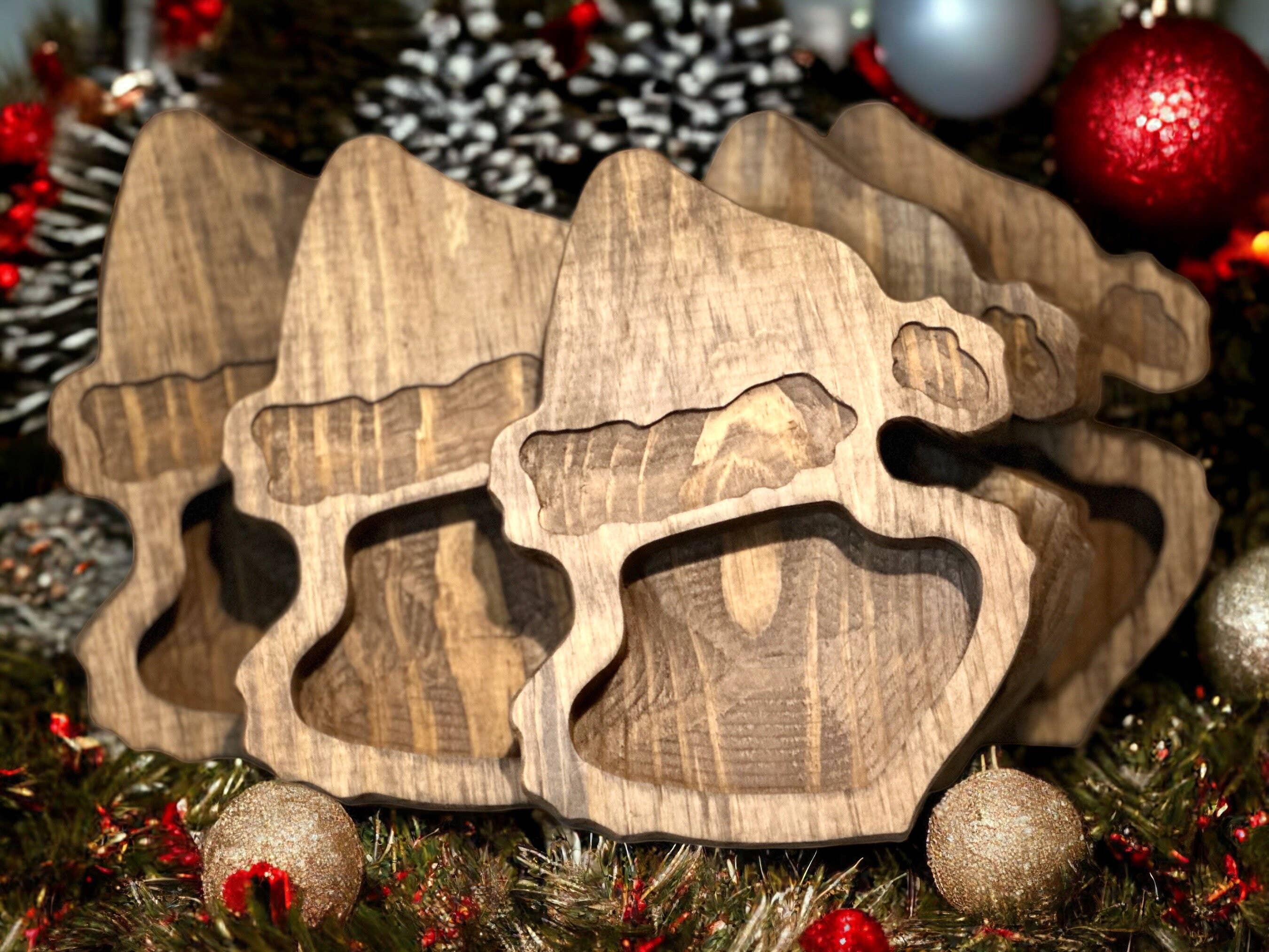 McCain's Furniture Co - Wholesale Candle Holder - Grinch Stain Wood Bowl Candle Ready Set of 5 - Candle Holder1