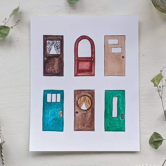 Watercolor Doors Art Print for wholesale by Brushful of Joy