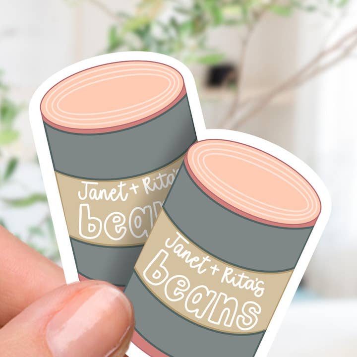 Janet and Rita's Beans Bluey Sticker for wholesale by Couch McDoodles