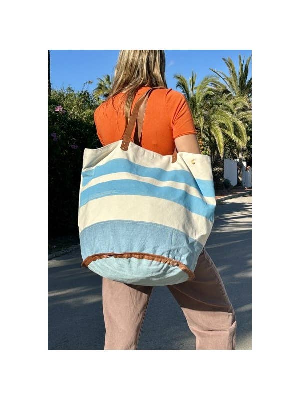 New Style Vintage Canvas Beach Bag Kobe Nr50B for wholesale by Casa Natura Design SL