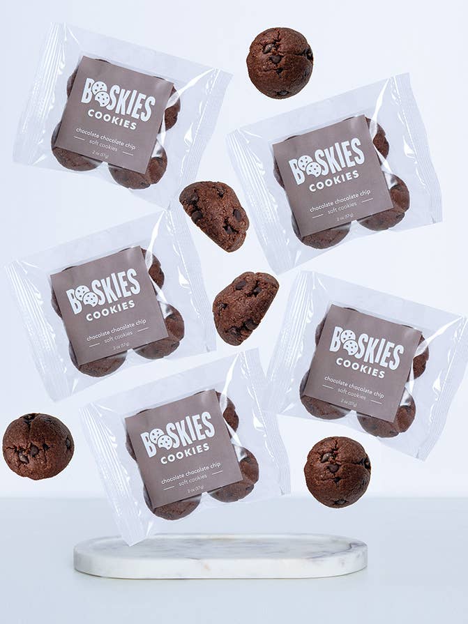 Chocolate Chocolate Chip Cookie Mini Packs for wholesale by Booskies Cookies