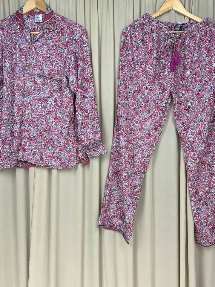 Recycle Silk PJ Set, Silky Loungwear Pajama Set, L / XL Size for wholesale by The Eastern Loom