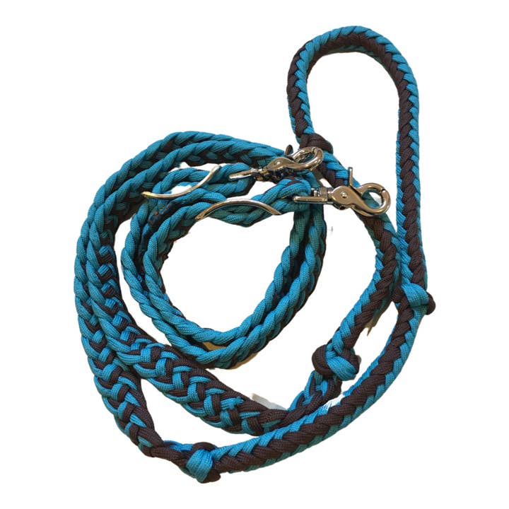 Smart Horse Gear - Wholesale Horseback riding gear - Braided Barrel / Roping Reins 8 ft with 2 Nickel Plated Scissor Snaps 2 Tone Colors17
