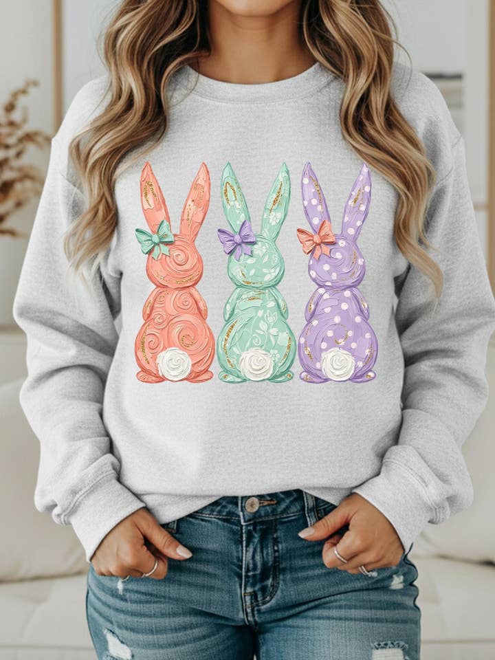 Pastel Faux Painted Bunnies Shirt for wholesale by SAMS Farm Charm