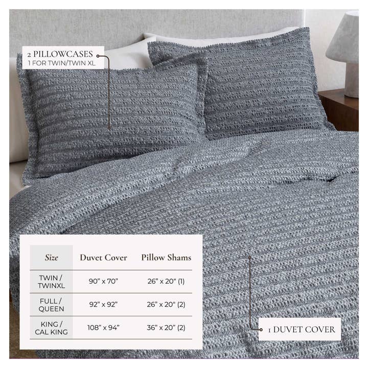 BH Collective - Wholesale Bedding Set - 100% Cotton Waffle Weave Duvet Set - Mattea Collection