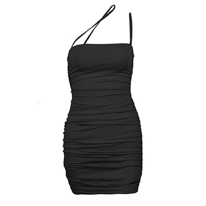 VividLux – wholesale Dress – Women's – Sexy Suspenders Pleated Slim-Fit Women Dress1